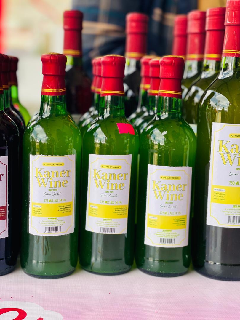 Kaner Wine Ginger bottles with yellow labels
